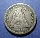 1860 Seated Liberty Quarter  Fine
