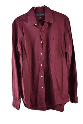 RALPH LAUREN rotes unifarbenes Langarm Hemd Gr. M Herren Baumwolle Stretch Smart Freizeit
