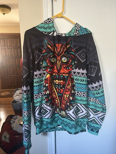 Completely Bonkers ISouthwestern Aztec  Owl Hoodie Large Tribal Festival