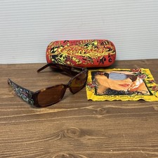 Ed Hardy Vintage Y2K Tattoo Mermaid Flower Sunglasses EHS029 GREAT CONDITION