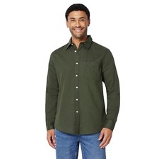 AEMN31660M26 Amazon Essentials Men's Regular-Fit Long Sleeve Shirt, Olive, S