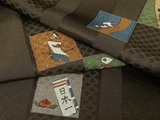 Heiwaya Kimono High-quality small pattern Japanese folk tale Momotaro Pure silk