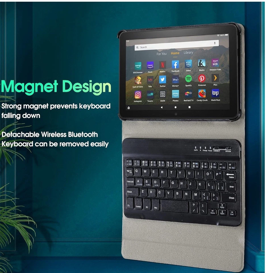 Case with Keyboard for Amazon Kindle Fire HD 8 & 8 Plus,Case with USB C Cable - Image 4 of 4