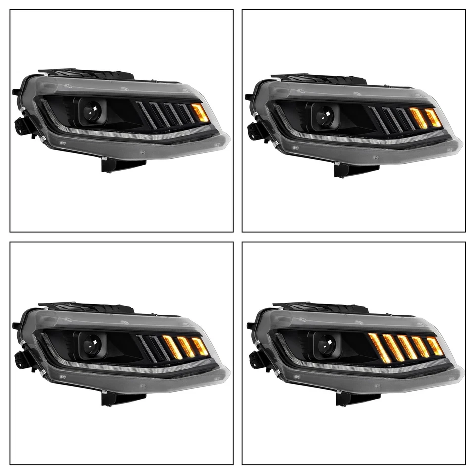 适用于雪佛兰科迈罗 2016-22 HID/氙气 LED 顺序转向投影仪前灯 — 第 2/4 张图片