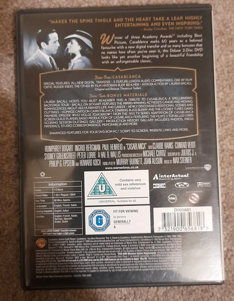 Casablanca, Humphrey Bogart, Ingrid Bergman, DVD - Image 2 of 3