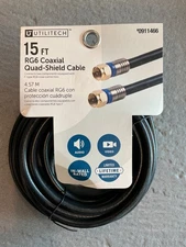 RG6 Cable Quad Coaxial Extension Shielded Cord TV Antenna Satellite Black lot