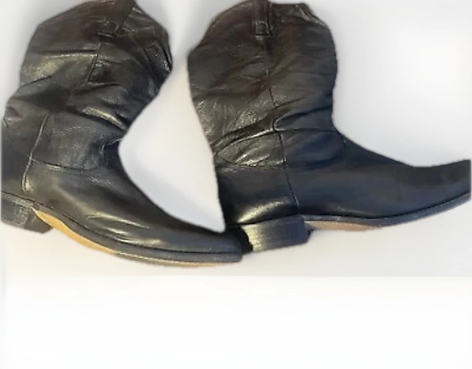 Botas Dingo Vintage Estilo Occidental Cuero Negro Suave Vaquera Lema Talla 7 Foto 4 de 4