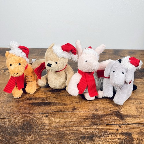 Winnie The Pooh Gund Xmas Plush Lot Eeyore Tigger Piglet Pooh Hat & Scarf Disney