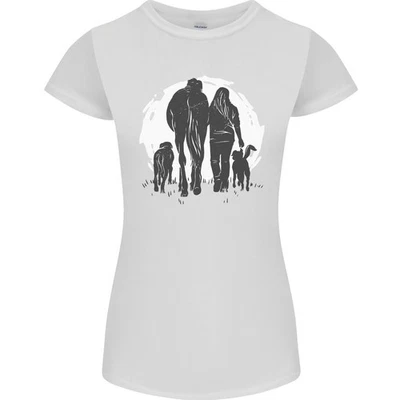 Un T-Shirt Équestre Pour Femme En Coupe Petite Avec Cheval Et Chiens - Photo 1/4