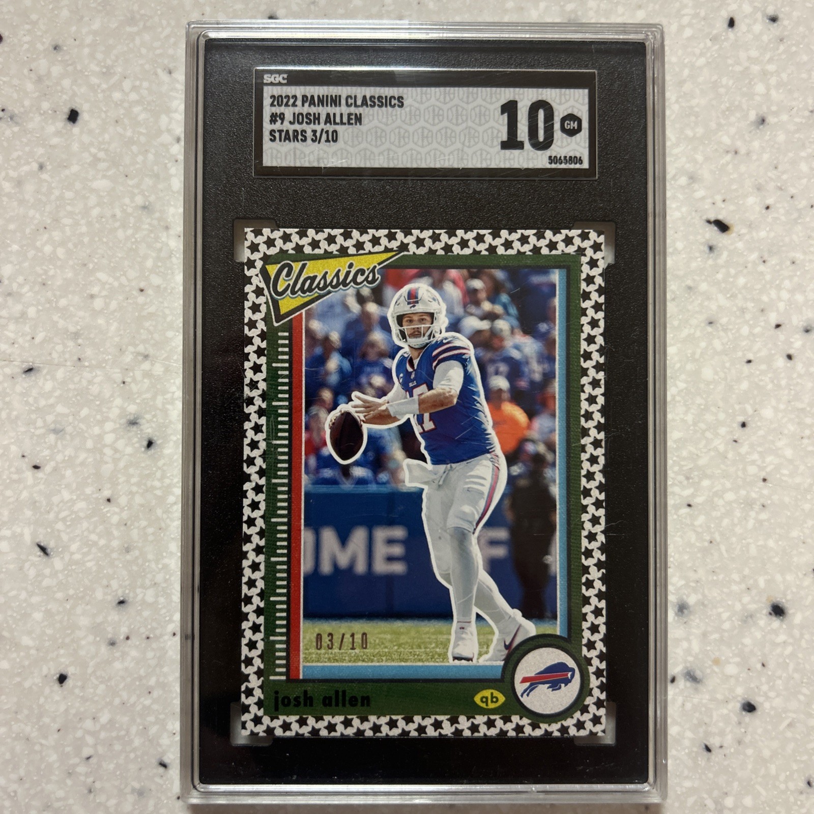 2022 Panini Classics Josh Allen Stars/10 SGC 10 view 1