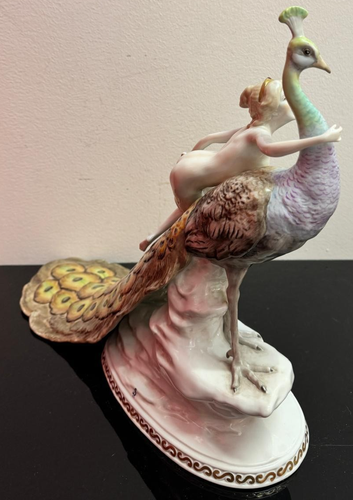Scheibe-Alsbach Porzellanfigur „Die Eitelkeit“ Frau auf Pfau 47 cm imposant - Bild 16 von 21