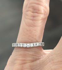 Platinum .27 Ct Diamond Wedding Anniversary Band Ring Sz 4 Contour Curve 1 of 2