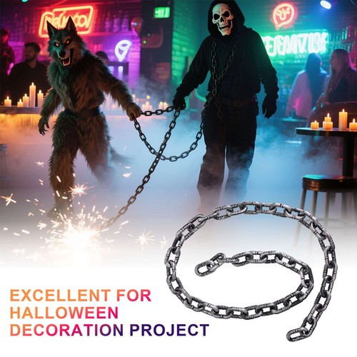 71-inch Long Plastic Fake Chain Link Prop For Halloween Haunted Zombie Decor - Picture 2 of 12