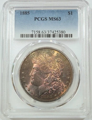 1885 Morgan Dollar PCGS MS63 Rich Copper Rose Toning PQ Eye Appeal