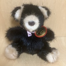 Vintage Black Mink Teddy Bear "Rare Bear" Genuine Fur Stuffed Plush Toy 1982 6  