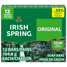 Irish Spring Men Bar Soap Original Clean Bar Soap 12 Pack 3.7 Oz Same Day Ship