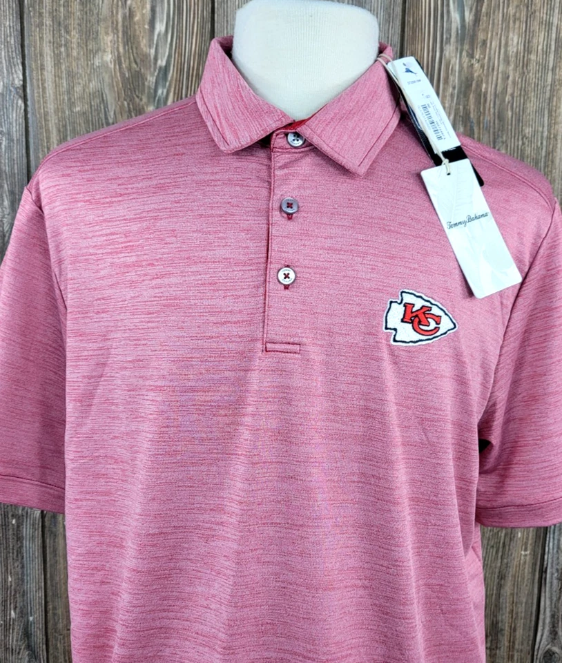 堪萨斯城酋长队 Tommy Bahama Polo 衫 NFL Island Zone 弹力高尔夫男式 L — 第 2/4 张图片