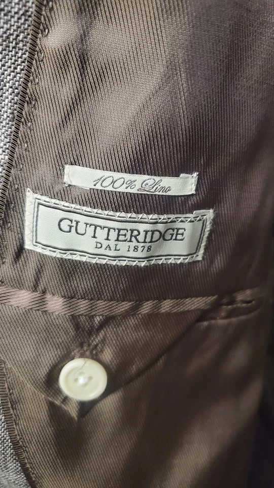 NUEVO GUTTERIDGE 1878 Blazer 100% Lino 48R Abrigo Chaqueta Sin Construir Nuevo Con Etiquetas Foto 4 de 4