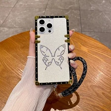 Hot Glitter Diamond Butterfly Case Hand Strap ShockProof Cover For Various Phone