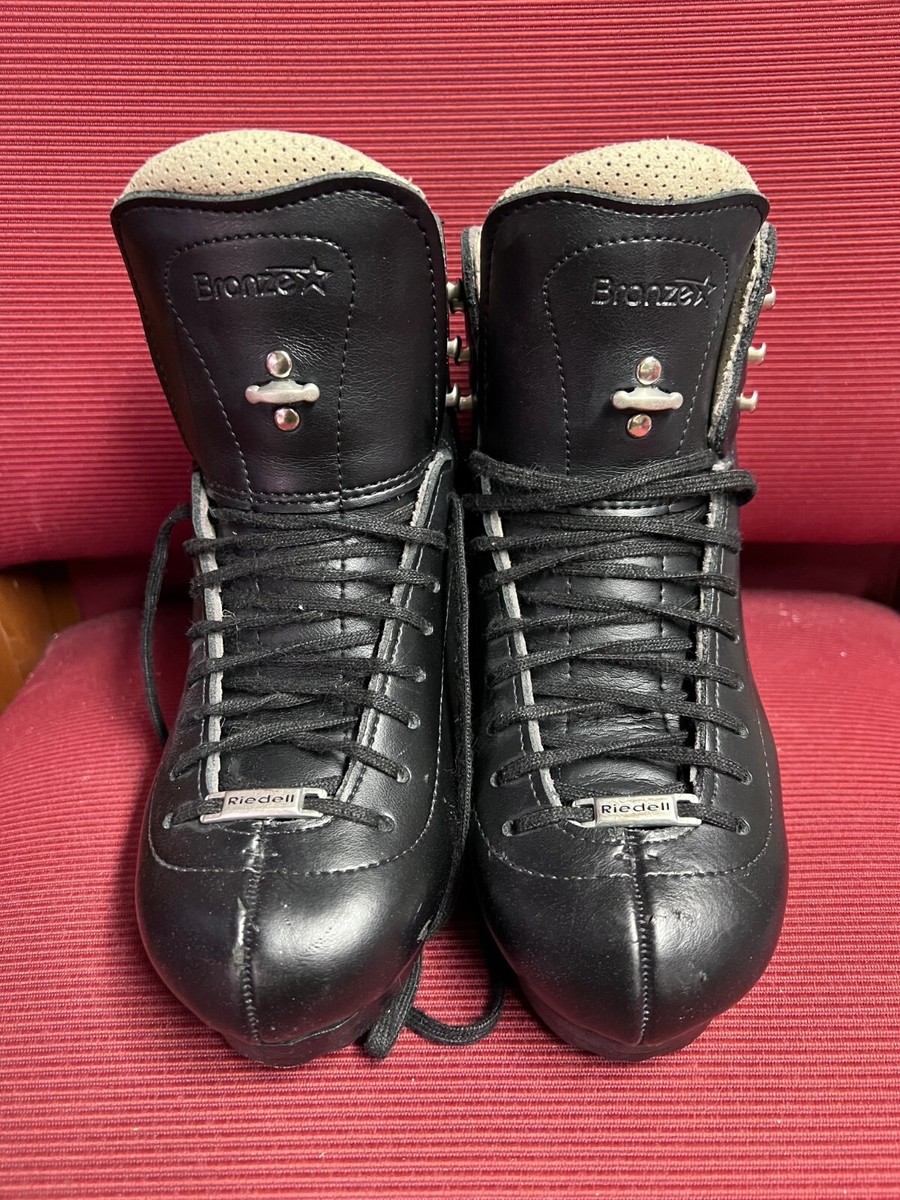 Riedell model 43 Bronze Star black figure ice skate boots only size D/C  $489