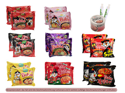 Samyang Buldak Hot Mix zufällig 10er Pack mit 5 Sorte, Gratis 160g Kimchi