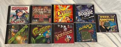 Hasbro 9 PC Game Lot Monopoly Yahtzee Risk Boggle Centipede Frogger Operation ++