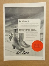 NOSTALGIC Print Ad Advertisement 1946 Ball Brand Women's Boot Shoes Winter Scene