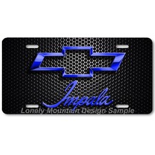 Chevy Impala Inspired Art Blue On Mesh Flat Aluminum Novelty License Tag Plate Chevy Impala Inspired Art Blue On Mesh Flat Aluminum Novelty License Tag Plate
