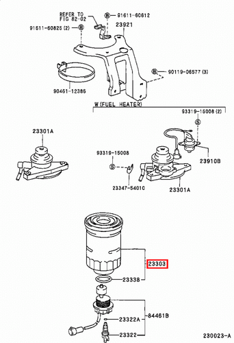 Genuine LandCruiser 80 Series Prado 90 120 Series 1HD 1HZ 1KZ 3L 1KD Fuel Filter - Picture 5 of 20