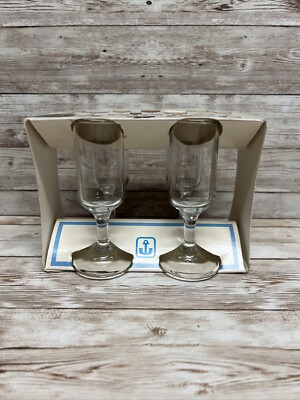 NOS Anchor Hocking set of 4 - 1.25 oz Shooter Glasses Antique Vintage 4 in tall