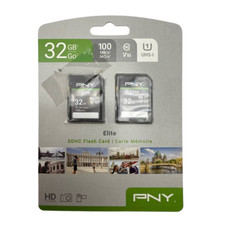 PNY Elite Class 10 U1 V10 SDHC Flash Memory Card 32GB UHS-I 100MBs 64gb 2 Pack