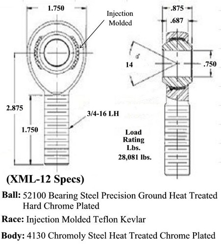 CHROMOLY 4 LINK KIT 3/4 HEIM JOINTS 3/4-5/8 MISALIGNMENT SPACERS HEIMS - Imagen 3 de 6