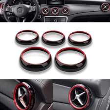 Air Vent Ring Cover Gloss Black W/ Red Plastic Trim Fit 14-19 C117 CLA250 CLA45