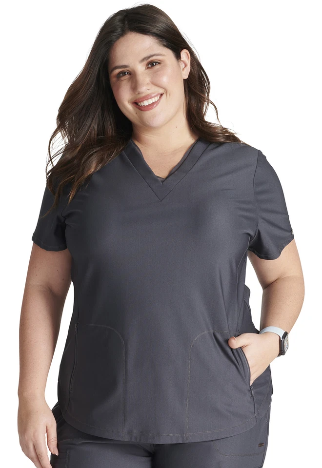Cherokee Scrubs Form V Neck Top CK843 PWT Pewter Free Shipping - Image 2 of 4