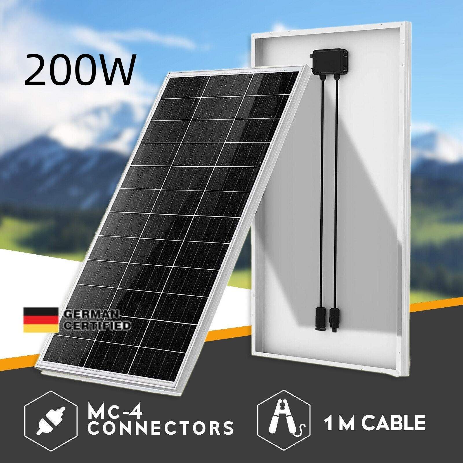 200W 12V Mono Solar Panel Kit for Off-Grid RV Boat Home Battery Charging