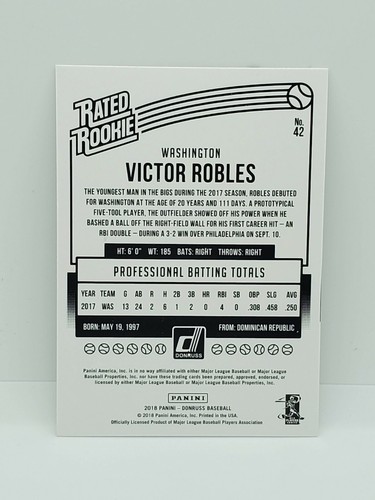 2018 Donruss #42 Victor Robles Rated Rookie RC - Picture 4 of 6