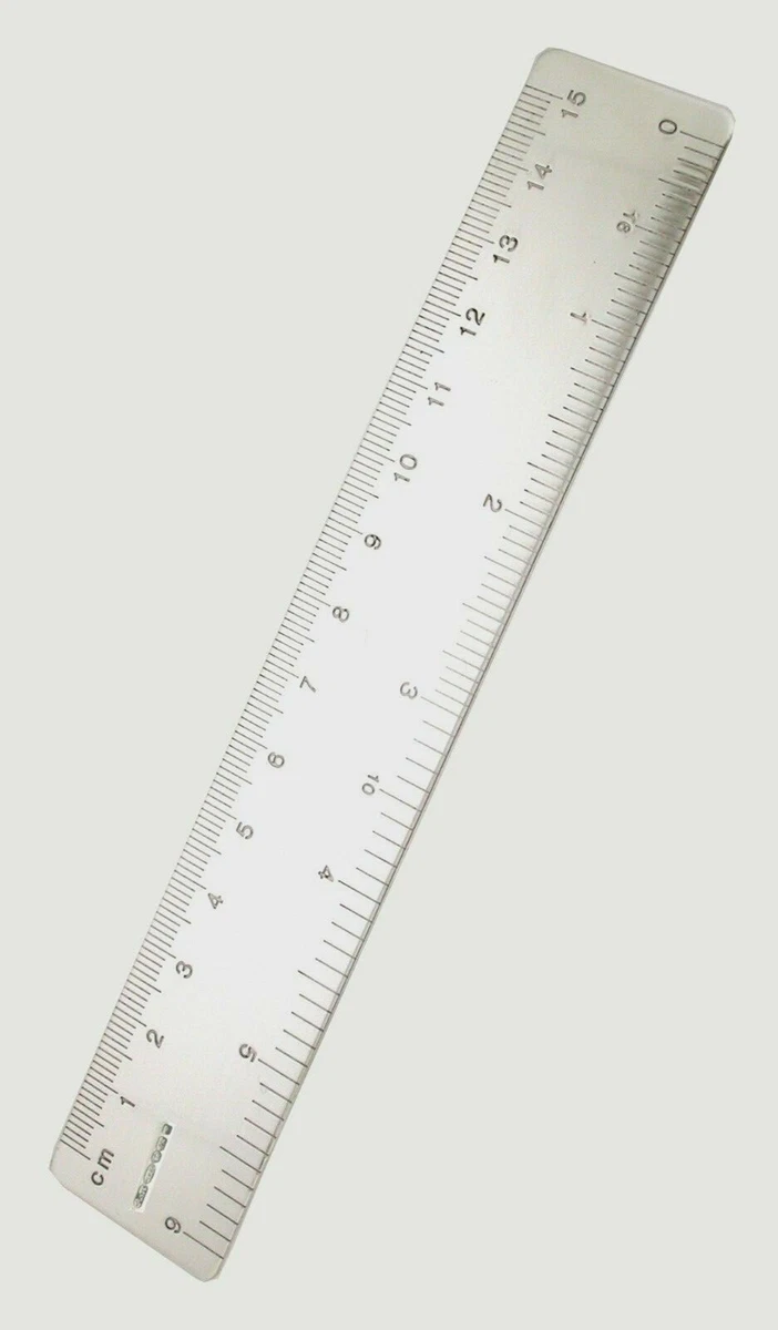 HALLMARKED SILVER 6 inch RULER. STERLING SILVER POCKET RULER 6 inch long