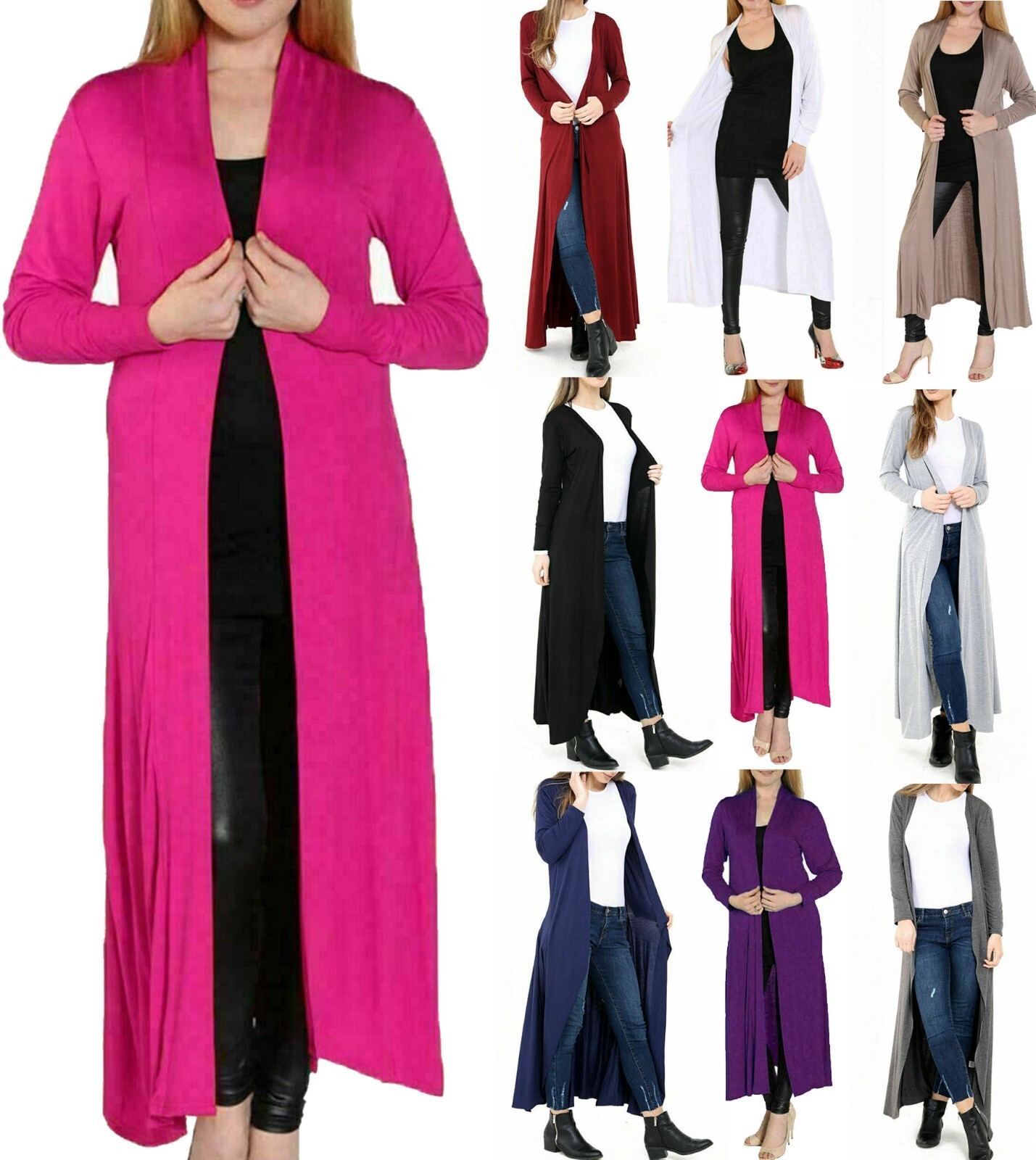 Ladies Women Long Sleeve Longline Open Boyfriend Maxi Cardigan Size Plus Size UK eBay