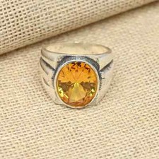 Beautiful Citrine Gemstone 925 Sterling Silver Handmade Men's Ring All Size110