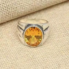 Beautiful Citrine Gemstone 925 Sterling Silver Handmade Men's  Ring All Size110