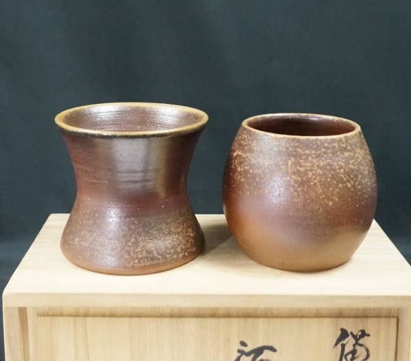 Bizen Ware Sake Cups 2pcs Sugagata Kimodo Traditional Bizen Ware Sake Cups 2pcs Sugagata Kimodo Traditional