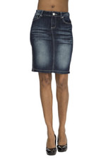 Almost Famous High Wasted Stretch Denim Skirt, Acid Wash, 7