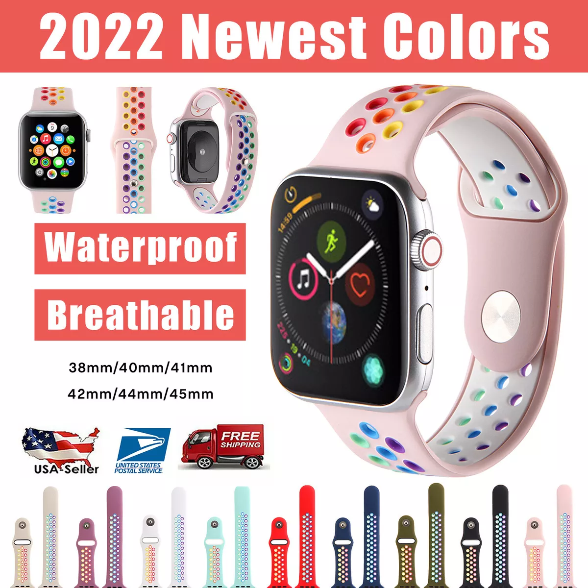 For iWatch Apple Watch Series 7 6 5 4 3-1 SE Silicone Band Sports