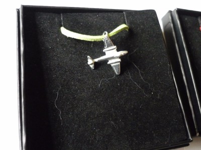 Gloster Meteor Aircraft Aviation c2 English Pewter On a 18'' Green Cord Necklace