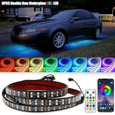 6PCS Double Row LED RGB Light Strip Underglow Lamp Remote For Acura TL TLX ILX