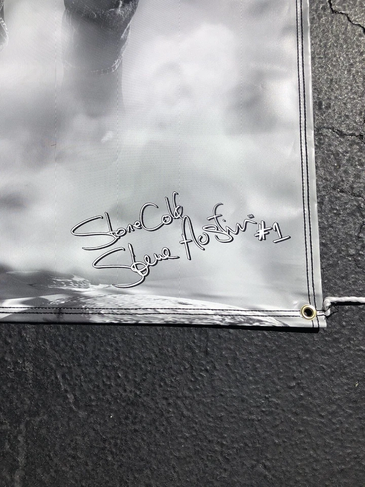 "Póster deportivo vintage de colección años 90 1998 Stone Cold Steve Austin Banner 6x3"" 6 pies Titan" Foto 4 de 4