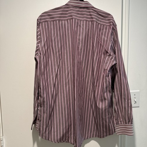 Camicia elegante Etro Milano a righe con bottoni viola marrone 44 slim fit Italia - Foto 5 di 5