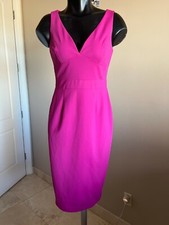 ADRIANNA PAPELL V-NECK CUTOUT BACK FUCHSIA PINK SHEATH DRESS 4