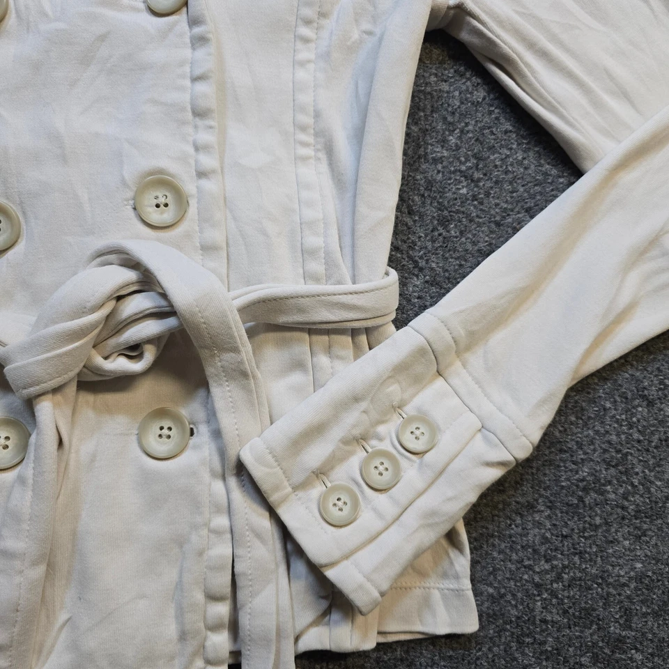 Chaqueta James Perse Mujer Talla 2 Beige Botón Cinturón Manga Larga Informal Carrera Foto 4 de 4