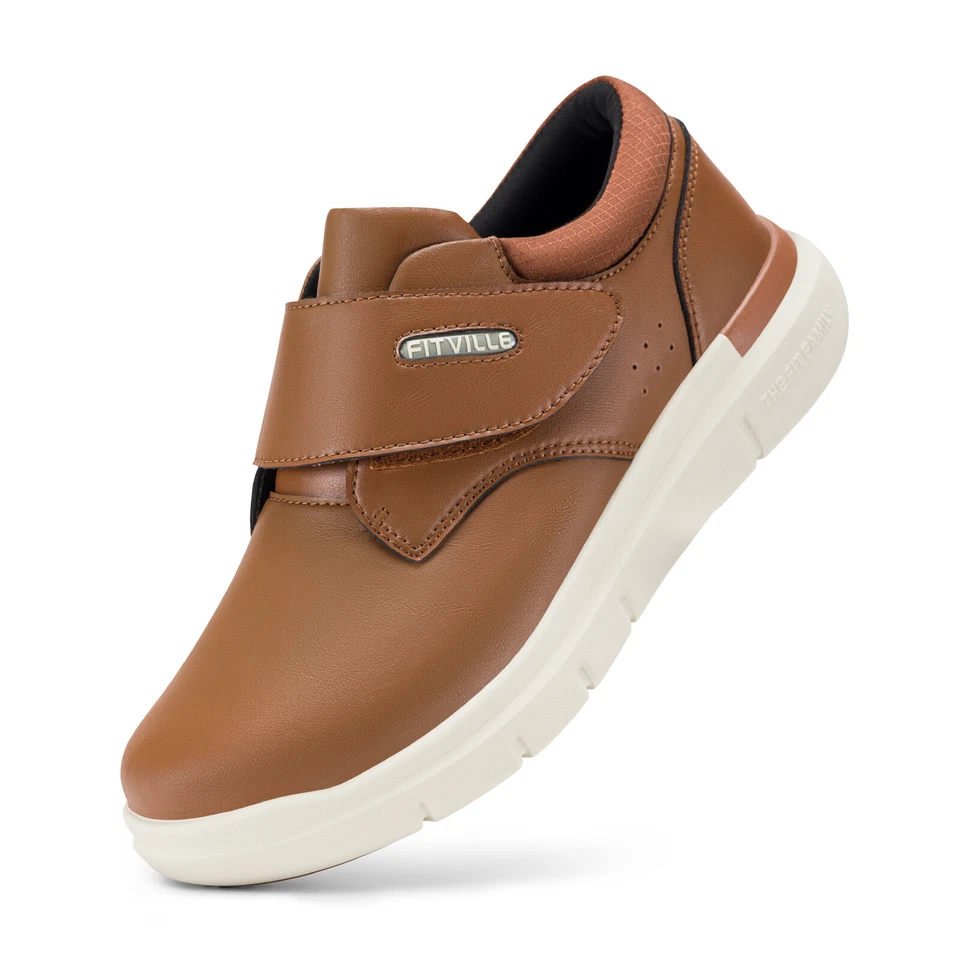 FitVille Para hombres Zapatos para Diabéticos Cuero Extra Anchos Zapatos para Caminar Informales Oxford Foto 2 de 4